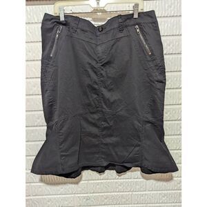 Lane Bryant Women's Black Cotton Flair Bottom Zipper Embellished Pocket Skirt Si